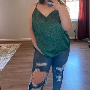 Green Cheetah Print Blouse